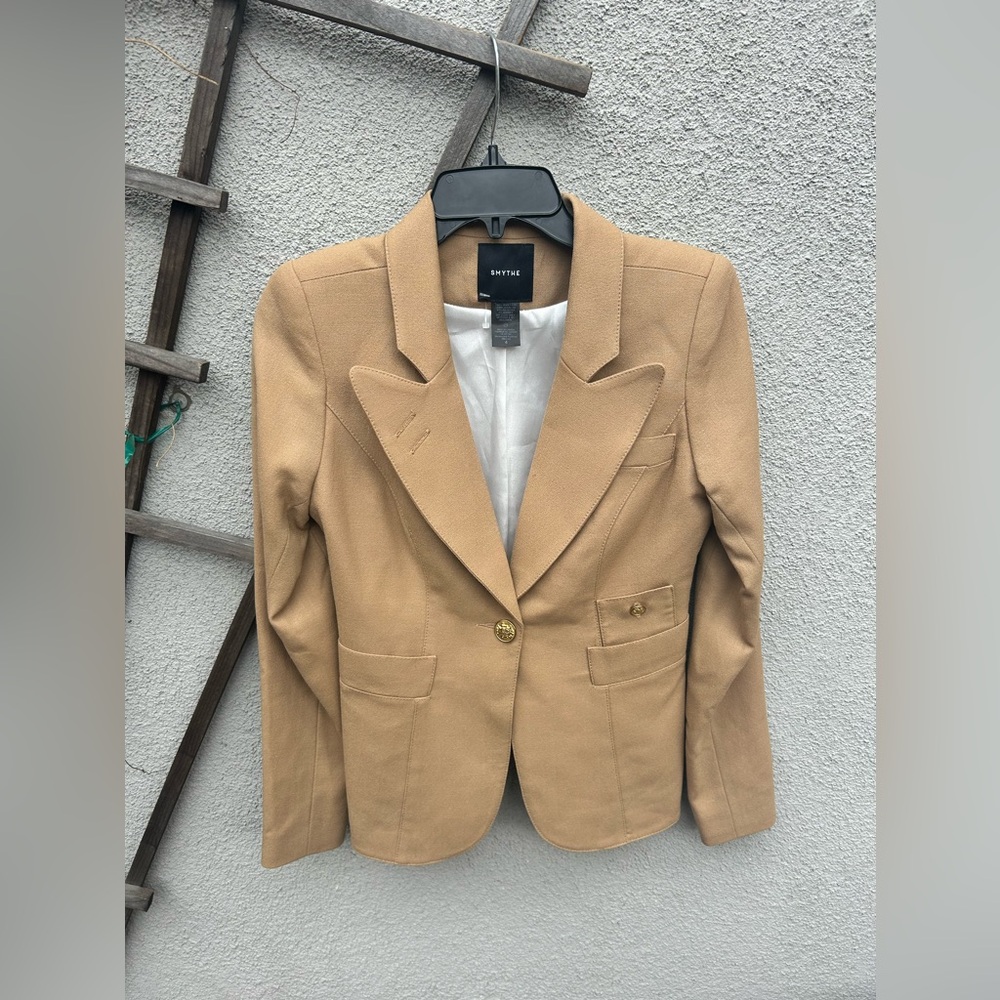 ❌SOLD❌Smythe Classic Duchess Wool Camel Tan Tailored Structured Wool Blazer - Picture 7 of 15
